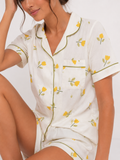 Women’s Short Pyjama Set (2-Piece) – Button-Through Short Sleeve Shirt & Relaxed Shorts