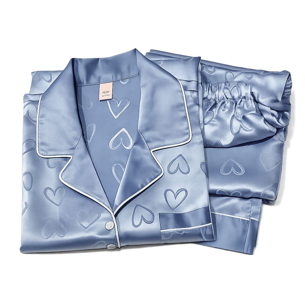 Women’s Pyjama Set – Button-Through Long Sleeve Shirt & Full-Length Trousers