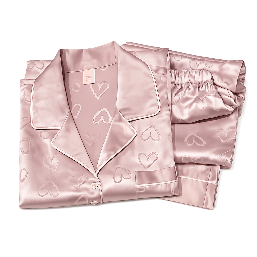 Women’s Pyjama Set – Button-Through Long Sleeve Shirt & Full-Length Trousers