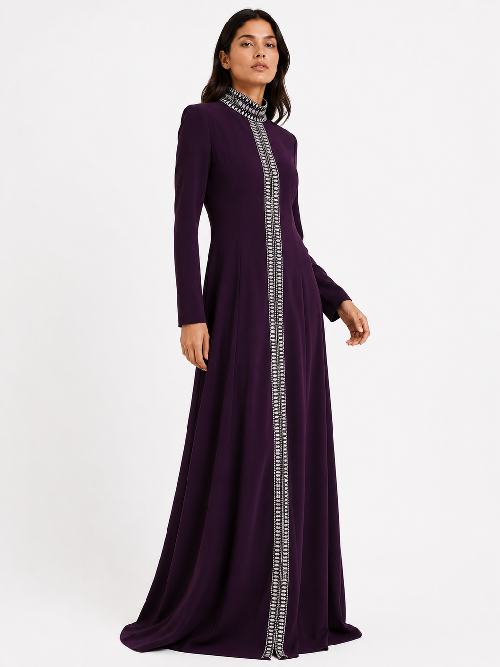 Maxi Dress High Neck Zip-Front