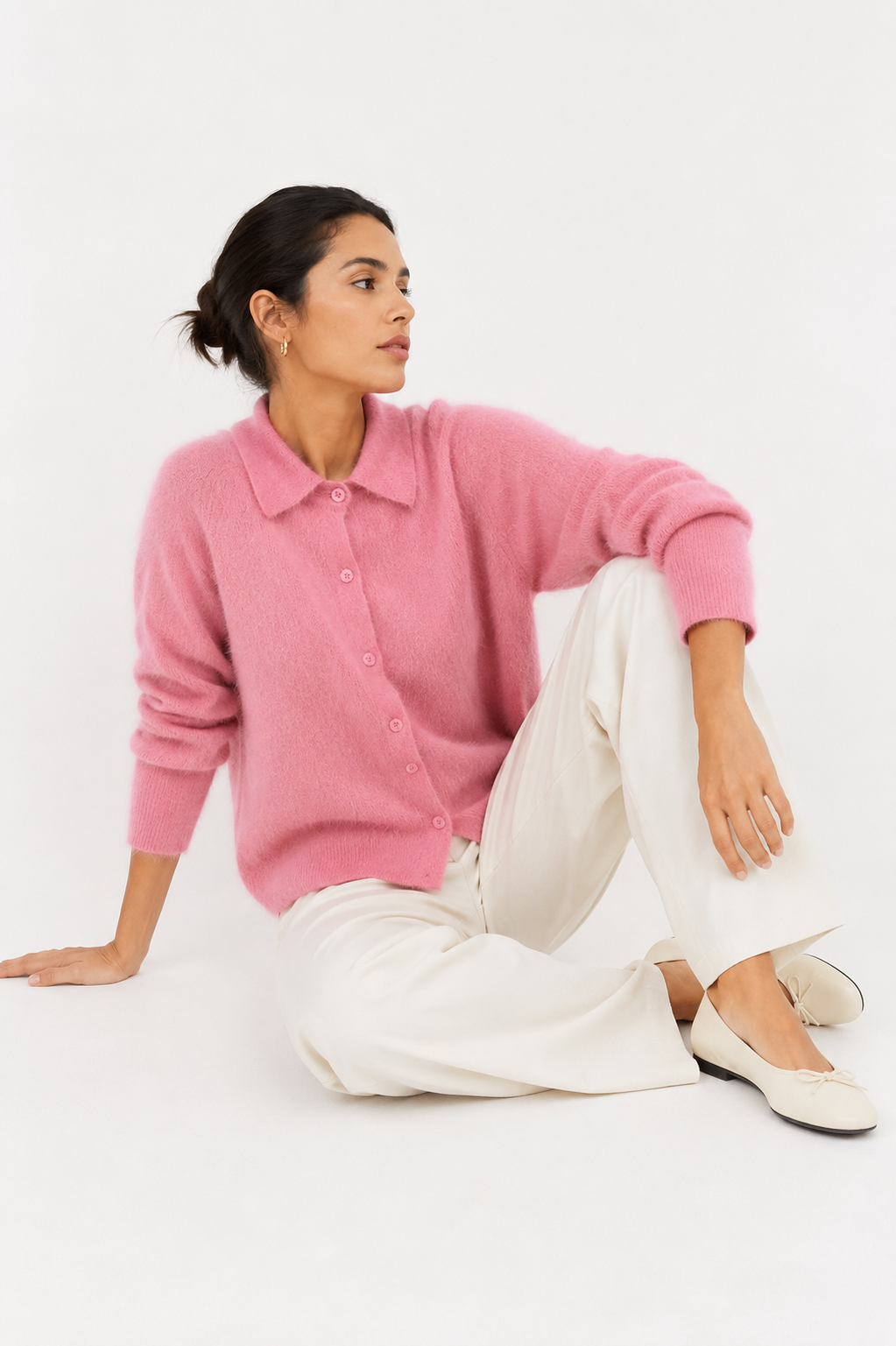 Alpaca‑Blend Collared Cardigan Chelsea