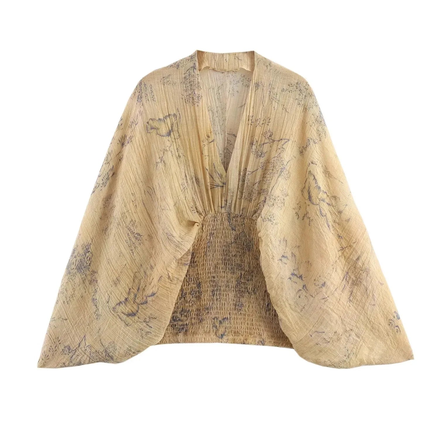 Women’s Oversized Blouse – Batwing Sleeves and V-Neck
