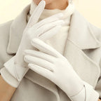 MaisonLorne™ Smart Black Gloves with Leather-Effect Cross Detail