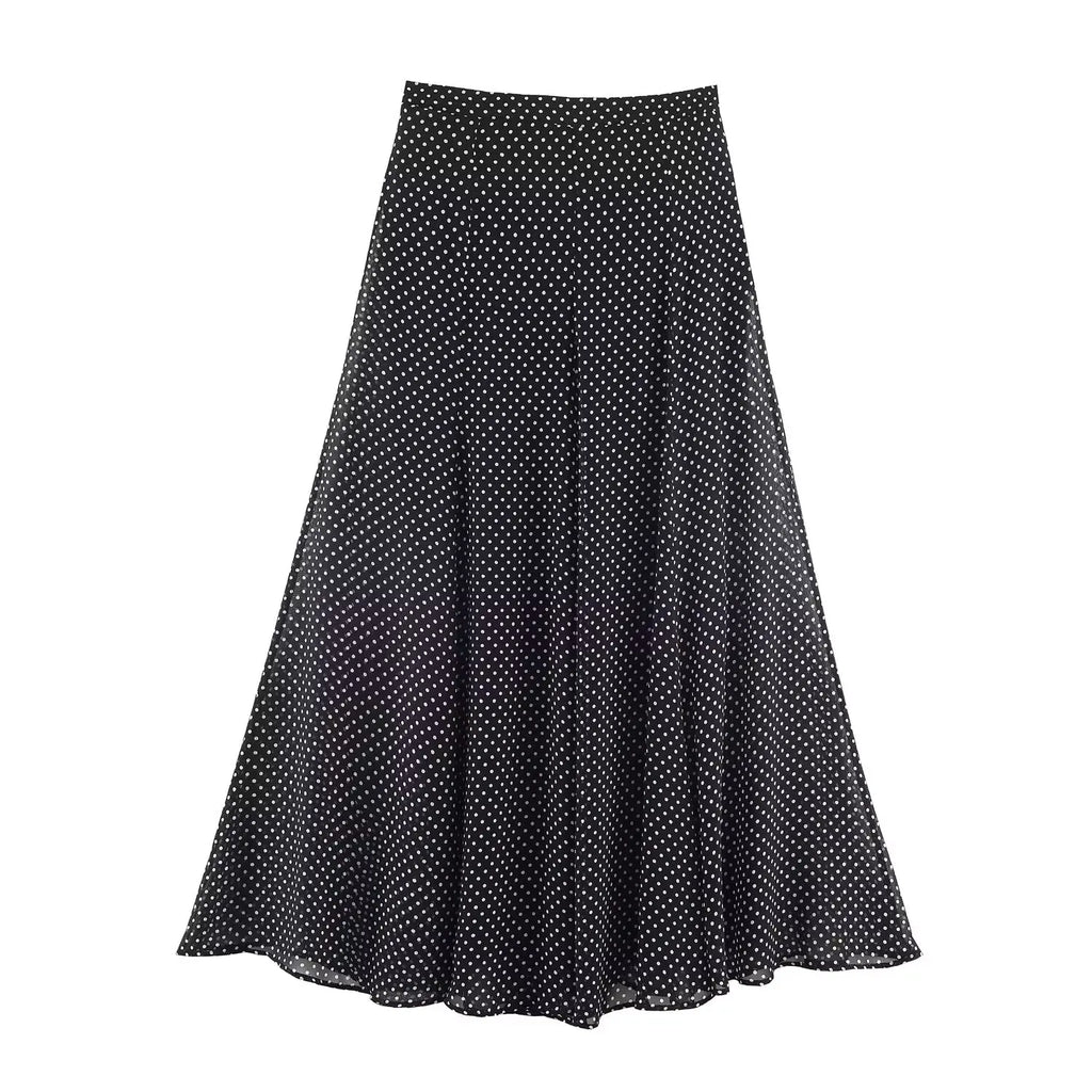 Two-Piece High-Neck Blouse and A-Line Skirt Co-ord Set