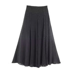 Two-Piece High-Neck Blouse and A-Line Skirt Co-ord Set
