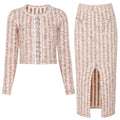 Bouclé Knit Cardigan & Midi Skirt Co-Ord Set