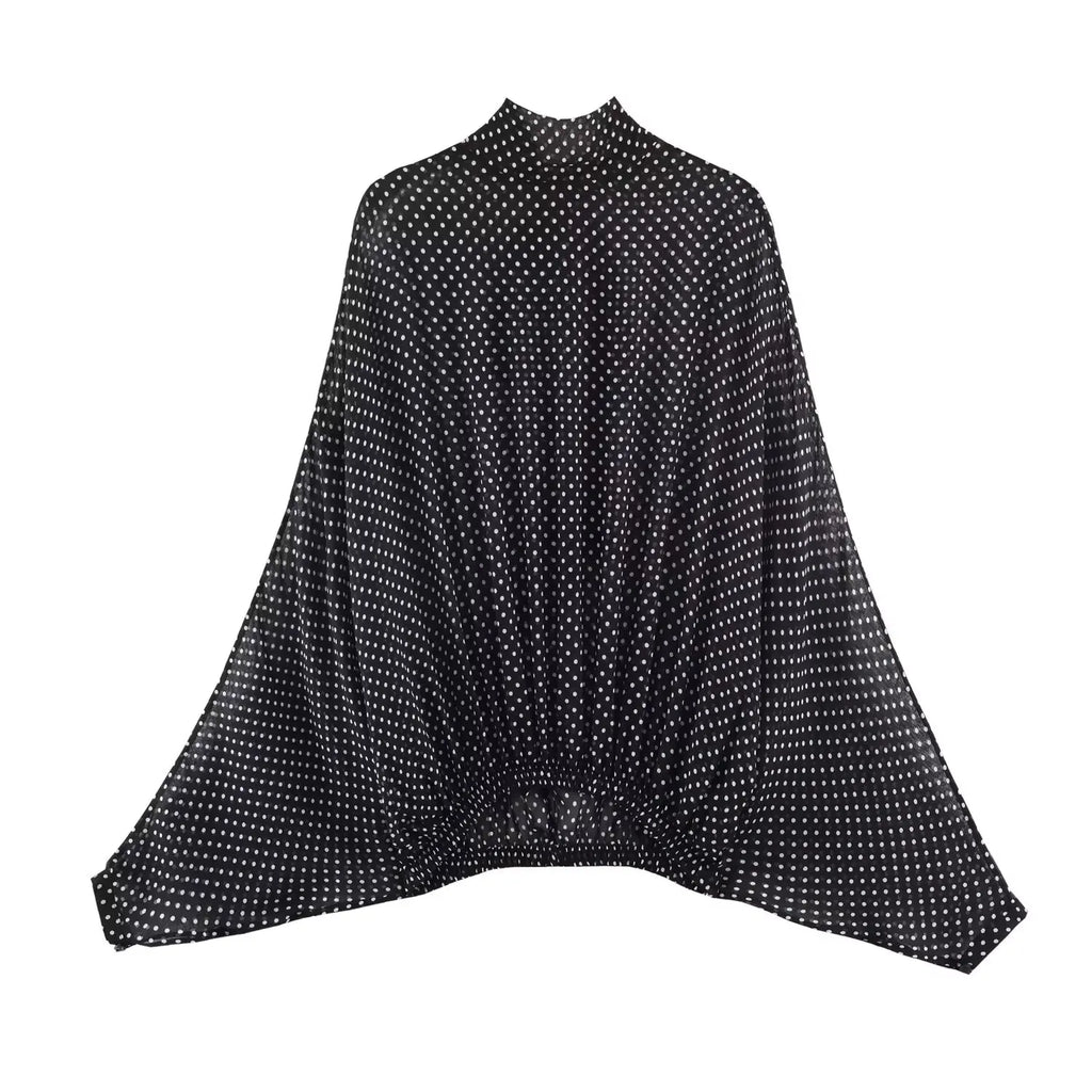 Two-Piece High-Neck Blouse and A-Line Skirt Co-ord Set