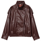 Oversized Leather-Effect Bomber Jacket