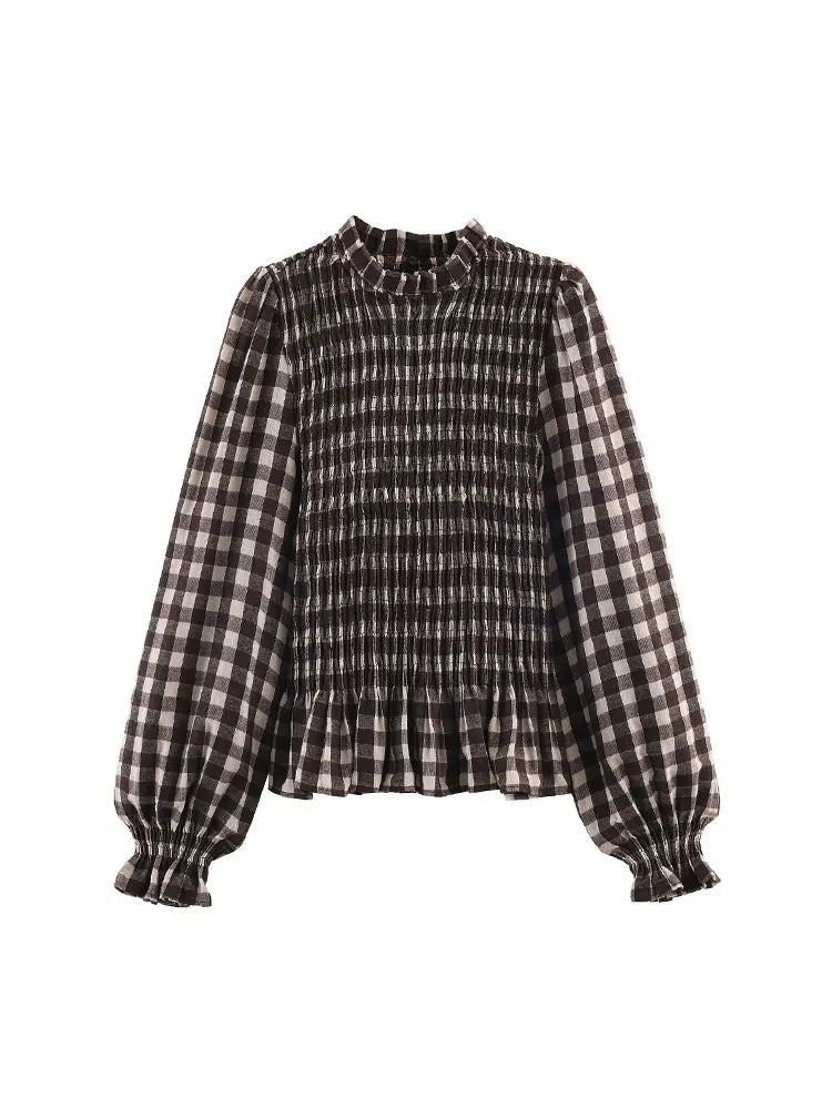 The Smocked Ruffled Blouse with Balloon Sleeves