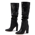Slouch Knee Boots with Block Heel