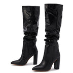 Slouch Knee Boots with Block Heel