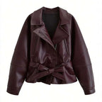 Belted Leather-Effect Trench Jacket