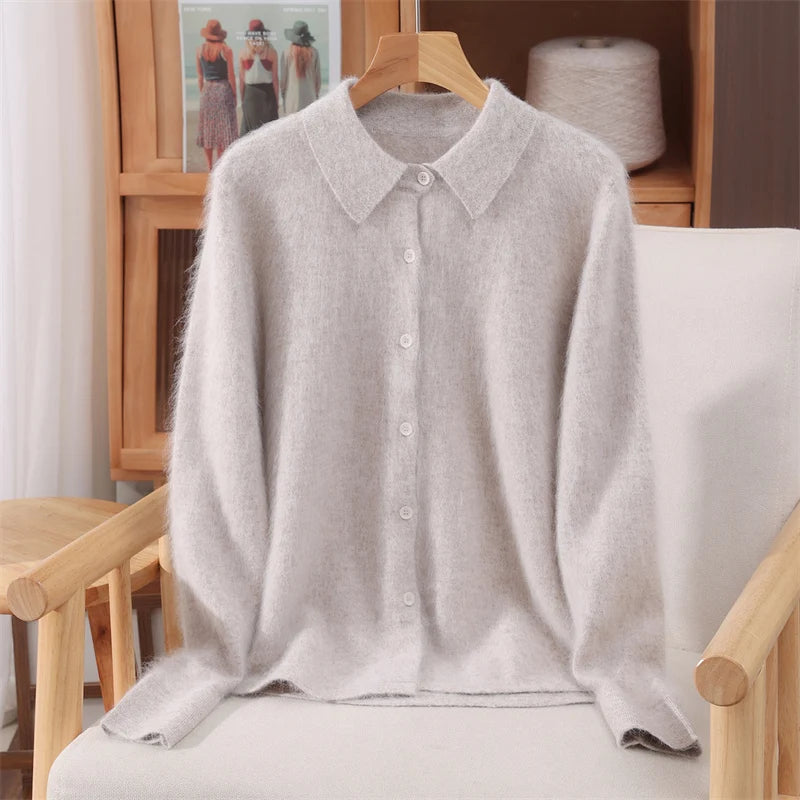Alpaca‑Blend Collared Cardigan Chelsea