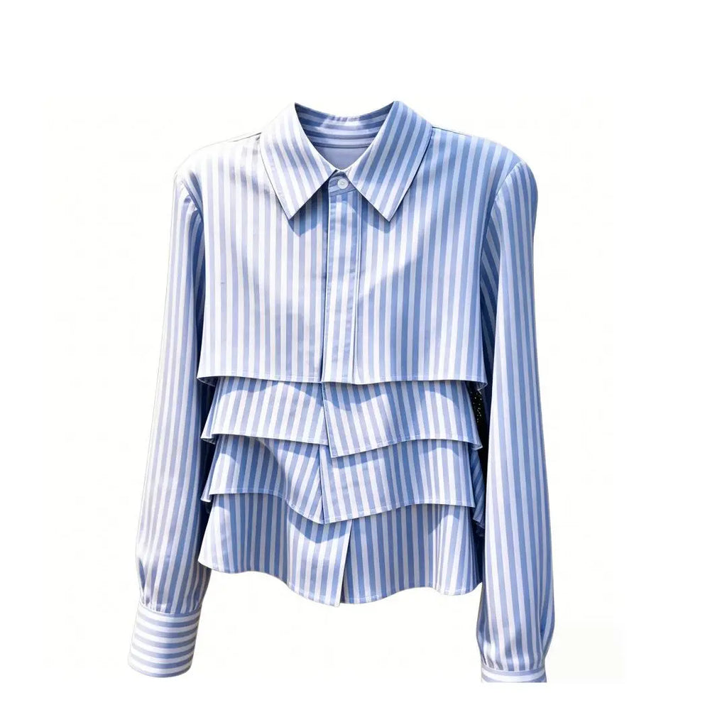 Tiered Ruffle Long-Sleeved Tailored Shirt