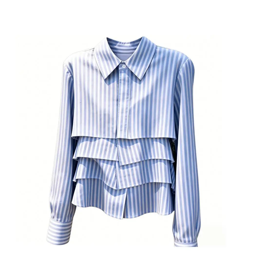 Tiered Ruffle Long-Sleeved Tailored Shirt