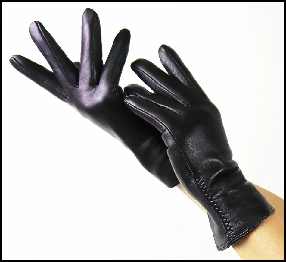 Women's Sheepskin Gloves Autumn and Winter Warm Leather Gloves Fashion 2025 New Ladies Leather Gloves Outdoor Driving Gloves