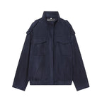 Suede-Effect Oversized Bomber Jacket