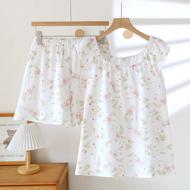 Women’s 2-Piece Set – Off-Shoulder Blouse with Straps & Elasticated Waist Skort