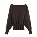 The Belted Boat-Neck Knitted Jumper