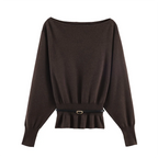 The Belted Boat-Neck Knitted Jumper