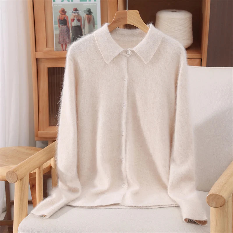 Alpaca‑Blend Collared Cardigan Chelsea