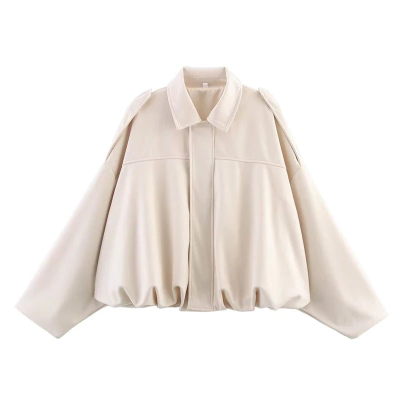 Relaxed Collared Bomber Jacket