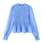 The Smocked Ruffled Blouse with Balloon Sleeves