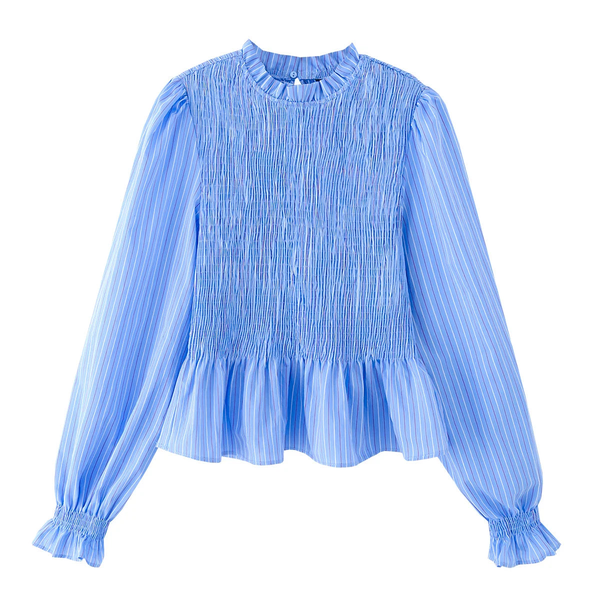 The Smocked Ruffled Blouse with Balloon Sleeves