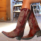 Embroidered Western Knee-High Boots
