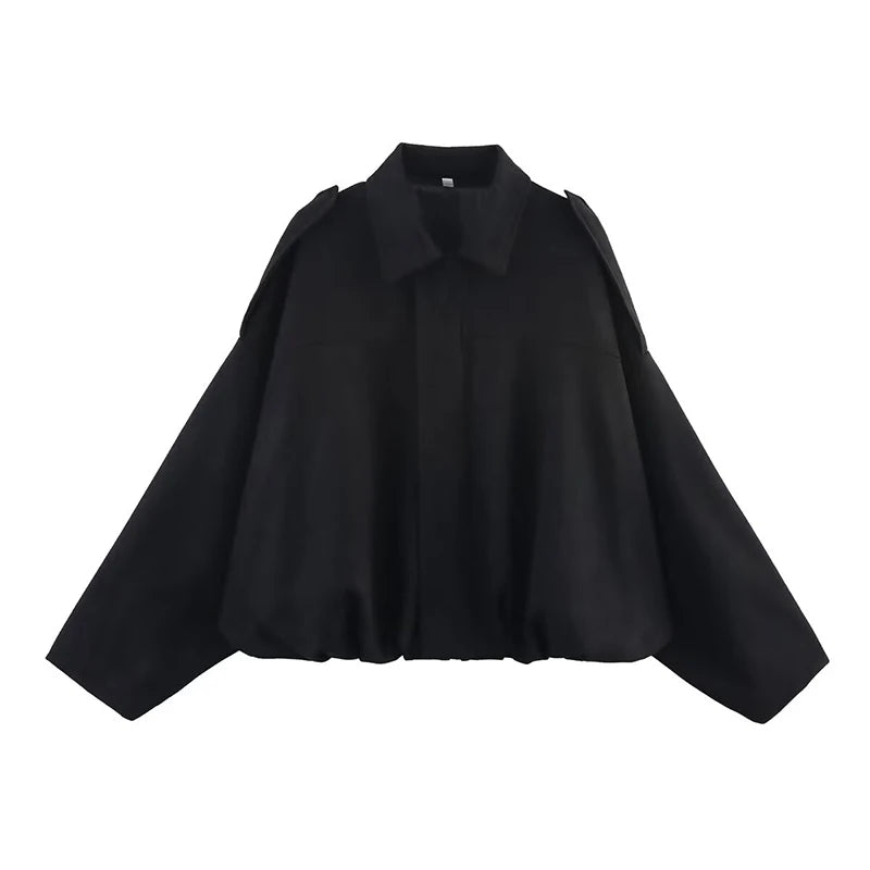 Relaxed Collared Bomber Jacket