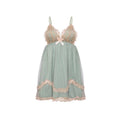 Sheer Mesh and Lace Chemise with Ruffled Tiered Hem
