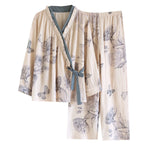 Women’s Wrap Pyjama Set – Kimono-Style Top & Full-Length Trousers