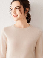 Women's 100% Pure Cashmere Sweater 2025 Fall Winter Crew Neck Long Sleeve Warm Soft Knitted Pullover New Knit Tops Women Clothes
