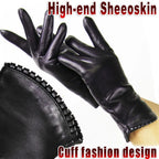 Women's Sheepskin Gloves Autumn and Winter Warm Leather Gloves Fashion 2025 New Ladies Leather Gloves Outdoor Driving Gloves