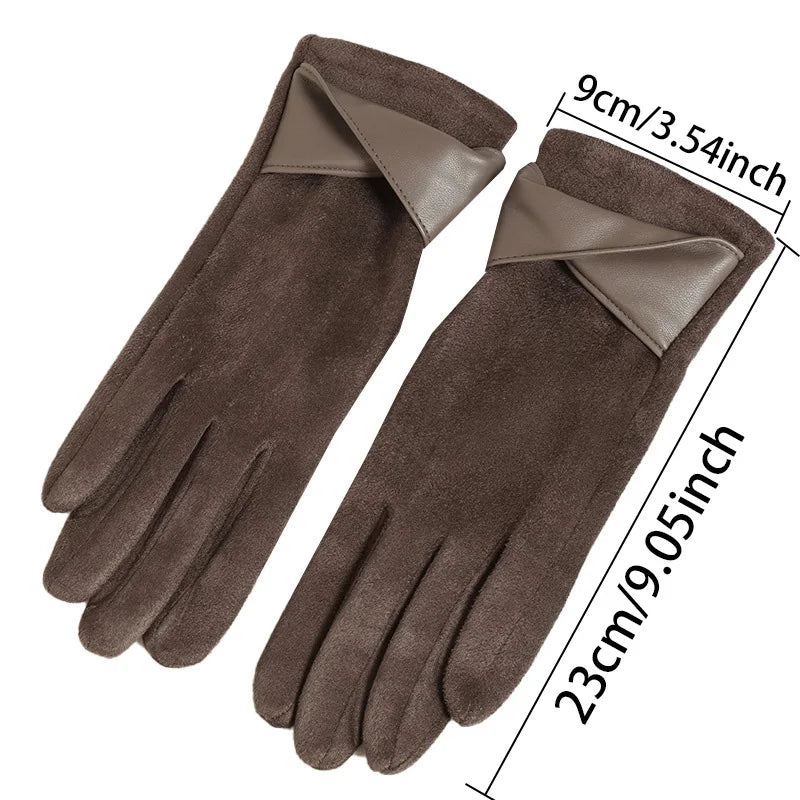 MaisonLorne™ Smart Black Gloves with Leather-Effect Cross Detail