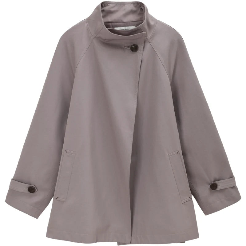High-Collar Mid-Length Coat
