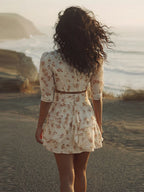 Printed Short-Sleeve Blouse and Mini Skirt Set