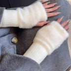 Knit & Plush Fingerless Gloves