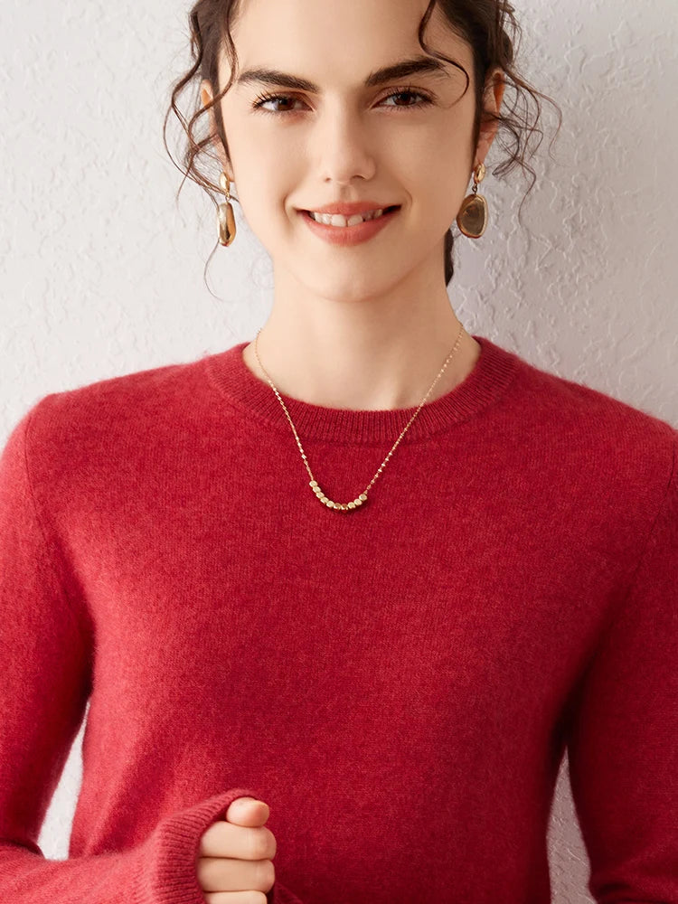 Women's 100% Pure Cashmere Sweater 2025 Fall Winter Crew Neck Long Sleeve Warm Soft Knitted Pullover New Knit Tops Women Clothes