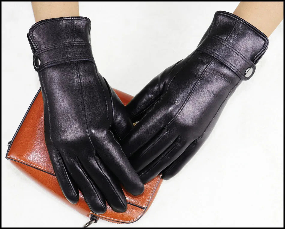 Women's Sheepskin Gloves Autumn and Winter Warm Leather Gloves Fashion 2025 New Ladies Leather Gloves Outdoor Driving Gloves