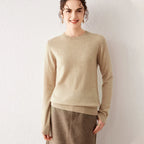 Women's 100% Pure Cashmere Sweater 2025 Fall Winter Crew Neck Long Sleeve Warm Soft Knitted Pullover New Knit Tops Women Clothes
