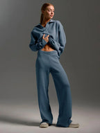 Taupe Oversized Knit Jumper & Wide-Leg Trousers Loungewear Set