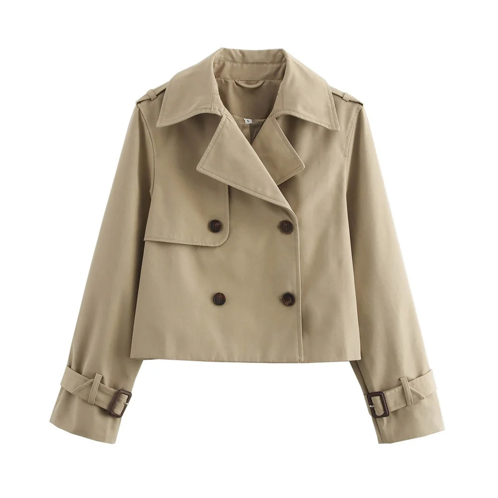 Cropped Double-Breasted Trench Jacket