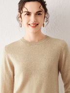 Women's 100% Pure Cashmere Sweater 2025 Fall Winter Crew Neck Long Sleeve Warm Soft Knitted Pullover New Knit Tops Women Clothes