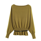 The Belted Boat-Neck Knitted Jumper