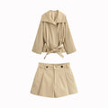 Tie-Front Collared Jacket & Tailored Shorts Co-Ord Set