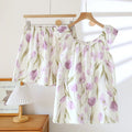 Women’s 2-Piece Set – Off-Shoulder Blouse with Straps & Elasticated Waist Skort