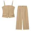 Strapless Button-Front Waistcoat & Wide-Leg Trousers Co-Ord Set