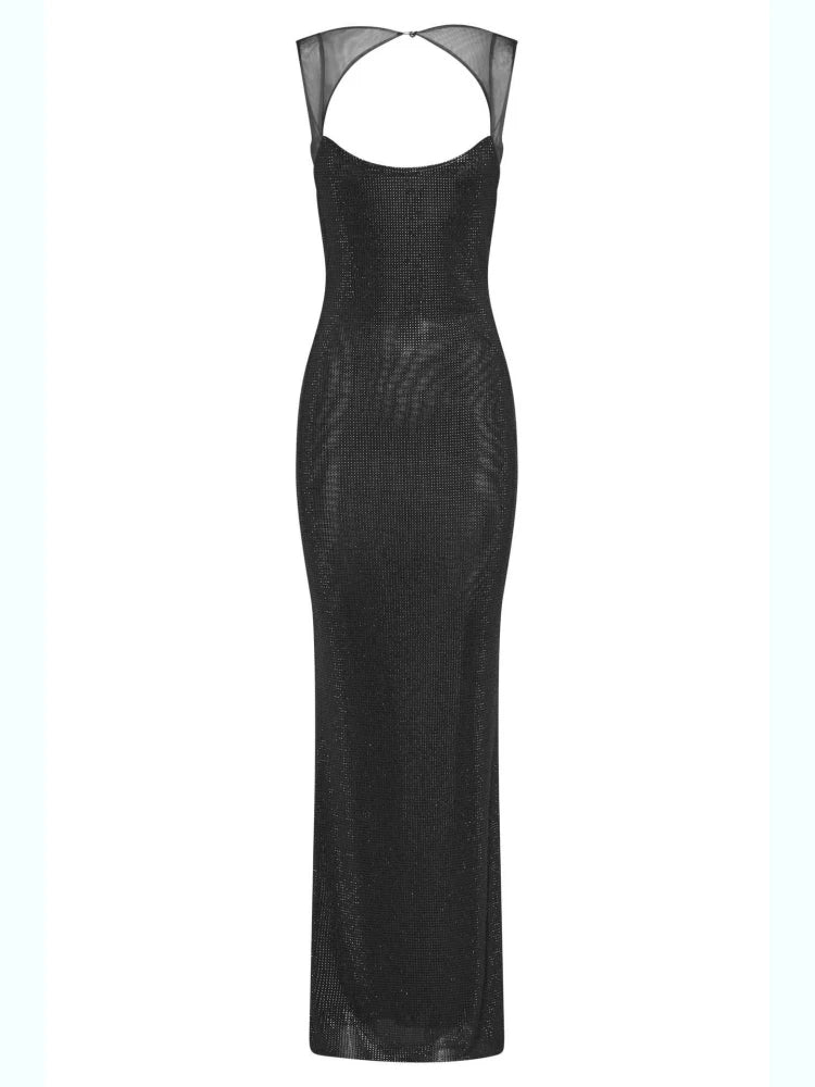 Sheer embellished maxi dress