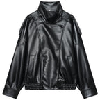 Oversized Leather-Effect Bomber Jacket